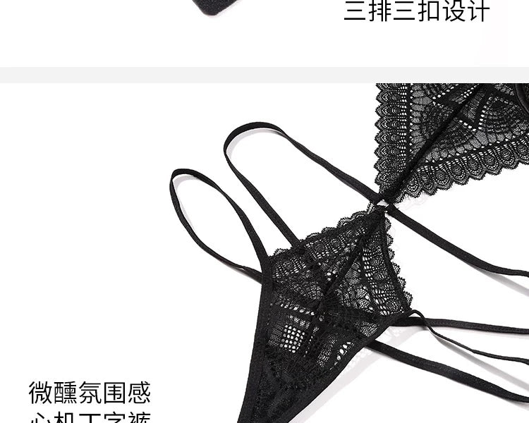 MOYISU Sexy Lace Bodysuit Push-Up Bra Set Small Chest Enhancer Anti-Sag Adjustable Straps Comfort Allure One-Pc Lingerie Fashion