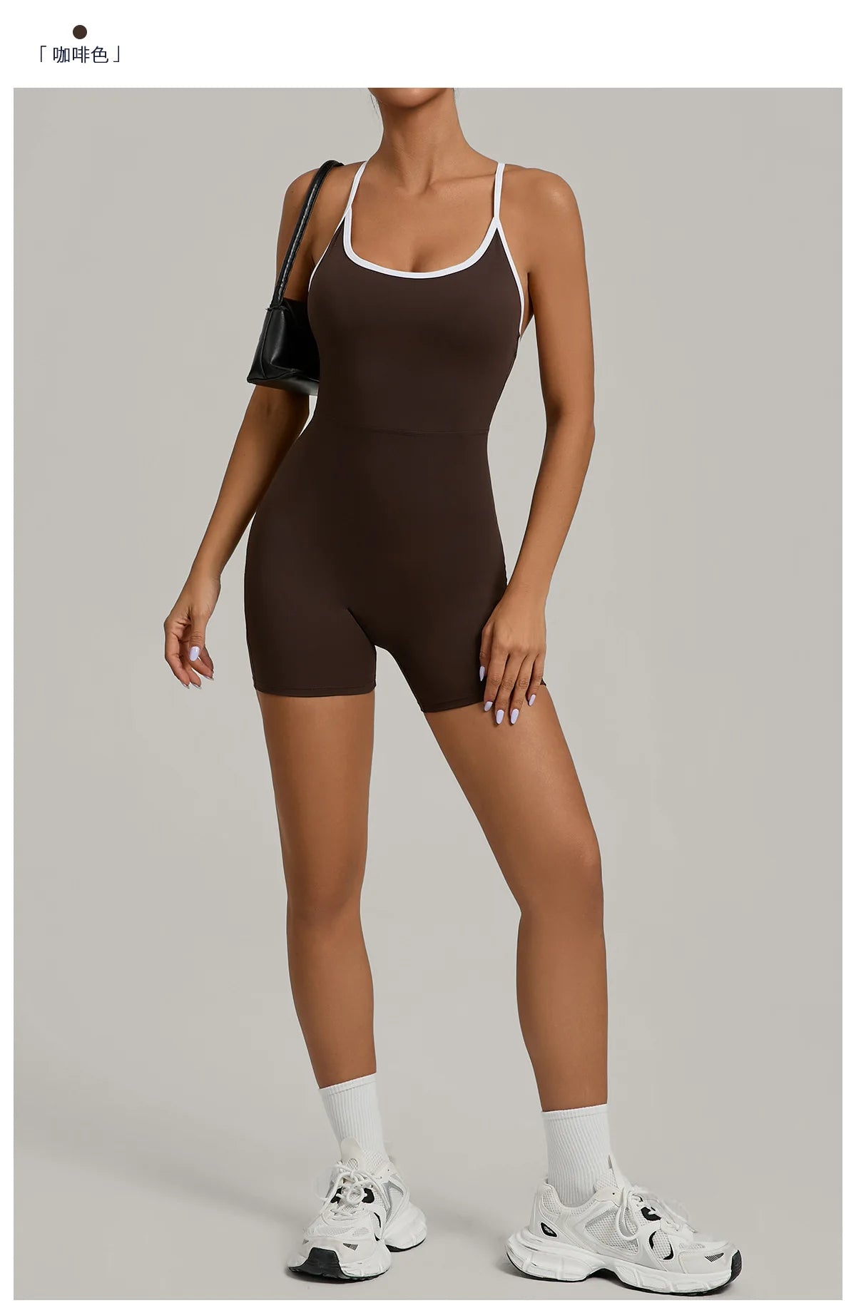Spring/summer Women's Contrasting Yoga Jumpsuit Hollow Out Cross Back Camisole One Piece Sports Suit Hip Lifting Fitness Romper