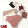 2Pcs/Set Ice Silk High Waist Briefs Panties Women Stretch Underwear Seamless Panties Female Underpants Sexy Lingerie XS-XL