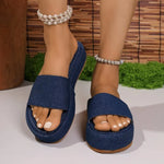 Blue Denim Thick Slippers 2026 Summer Platform Slider Women Sandals Casual Comfortable Women's Shoes