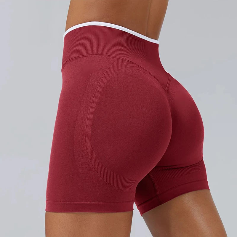 Women's High-Waisted Seamless Yoga Sports Shorts Hip-Lifting Knitted Peach Pants Summer Training Fitness Wear
