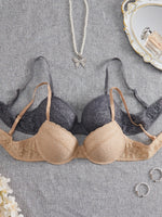 2Pcs Sexy Lace Bra for Women Floral Brassiere Push Up Bra Breathable Thin Underwire Underwear
