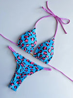 Leopard Halter Scrunch Butt Micro Thong Bikini Women Swimwear Female Swimsuit Two-pieces Bikini Set Bather Bathing Suit Swim