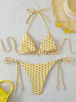 Triangle Halter Thong Bikinis 2026 Women Sexy Swimsuit Dot String Swimwear Female Bathers Bathing Swimming Swim Suit Beachwear