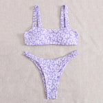 2 Pcs/Set Lady Swimwear Set Leopard Print Quick Dry Women Bathing Suit Slim Fit Wireless Summer Bikini Set For Beach
