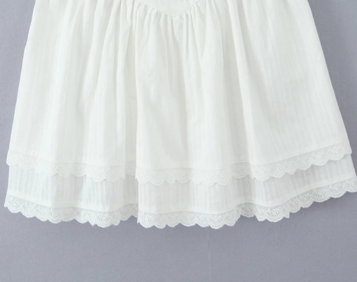 White Lace Dress Women Strapless Sleeveless Short Summer Dress Corset Cotton Mini Beach Casual Vestidos Party Dress 2025