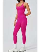 Summer Seamless Yoga Sets Women Outdoor Slimming Sports Tank Top High Waist Hip Lifting Leggings Gym Fitness Suits Tracksuit
