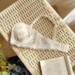Summer Rabbit Cup Bralette Large Bust Light Support Thin Lace Beachwear Pure Comfort Wirefree Anti-Sagging Bra AU S-XL MOYISU