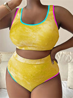 0XL - 4XL New Tie Dye Bikini Large Size Swimwear Plus Size Women Swimsuit Female Two-pieces Bikini set Bather Bathing Suit V5948