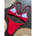 10 Colors V Neck Rhinestones Bikini Female Swimsuit Women Swimwear Two-pieces Bikini Set Padded Bather Bathing Suit Swim V8138