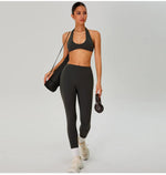 Fitness Sports Bra Women Halter Top High Support Push-up Open Back Gym Wear Hanging Neck Fitness Bar Yoga Bar Workout Underwear