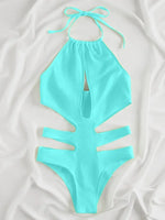 2025 New Sexy Halter Women Swimwear One Piece Swimsuit Female Hollow Out Monokini Bather Bathing Suit Summer Beach Wear Bodysuit