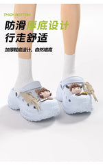 Cute DIY Charms Indoor Street Slippers For Women Fashion Clogs Soft EVA Anti-slip Summer Shoes Girls Leisure Platform Sandals