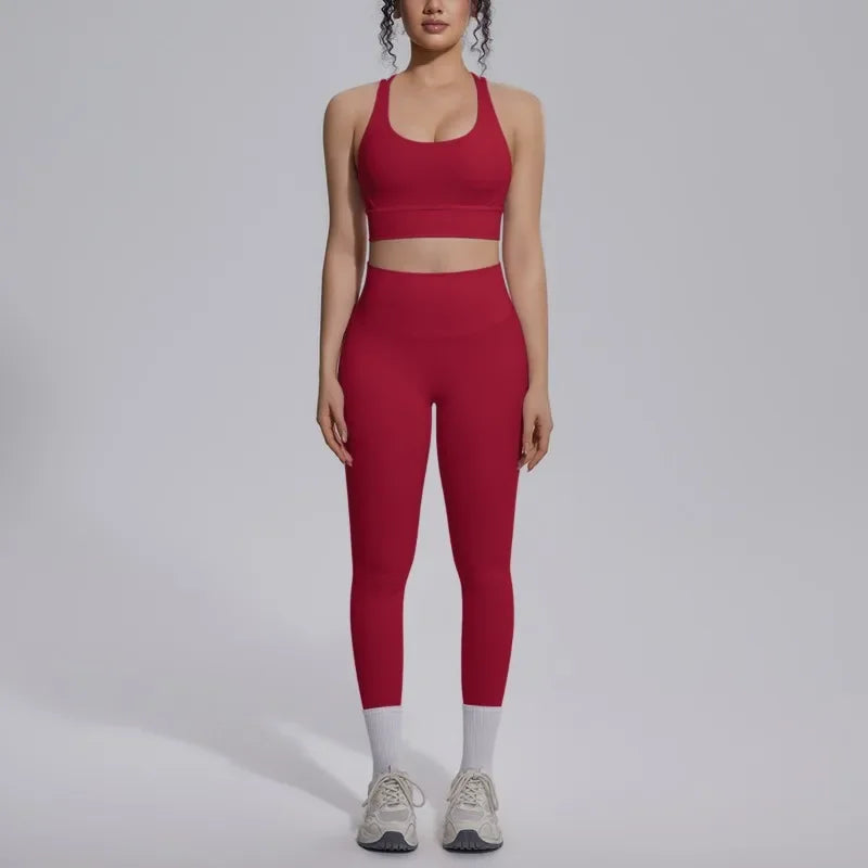 Women's Yoga Set Sports Fitness Running Beautiful Back Slim Fit Bra Hip-lifting High Waist Pants Workout Training Gym Suits