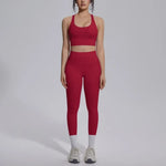 Women's Yoga Set Sports Fitness Running Beautiful Back Slim Fit Bra Hip-lifting High Waist Pants Workout Training Gym Suits