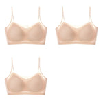 3Pcs/Set Ultra-thin Bras Women Ice Silk Small Chest Underwear Sexy Lingerie Padded Seamless Bra Summer Tube Top
