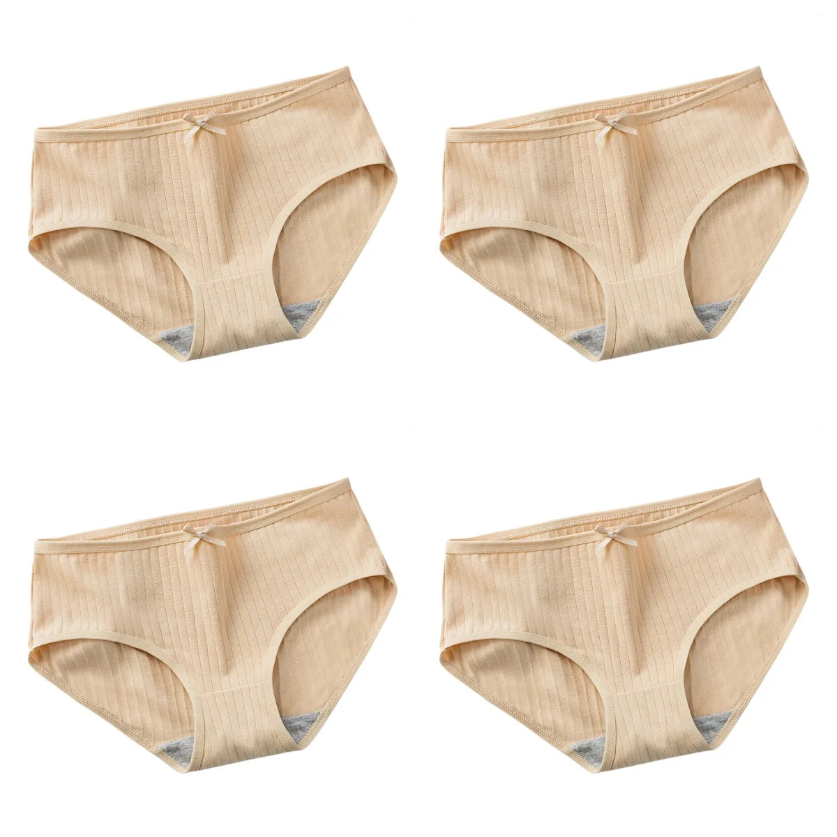 4Pcs/Set Women Cotton Panties Low Waist Briefs Breathable Comfort Underwear Sexy Lingerie Solid Color Underpants Intimates M-XL