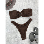 Wrinkled Bandeau High Cut Bikini Women Swimwear Female Swimsuit Two-Pieces Bikini Set Strapless Bather Bathing Suit Swim V3367