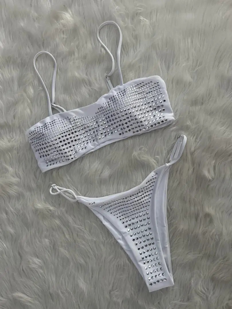 DEKA New Sexy Diamond Bikini Set Women Swimsuit Bandeau Biquini Push Up Swimwear Female Shiny Bathing Suits Bodysuit Beachwear