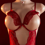 Sexy Crotchless Lingerie Women Lace Hollow Bra Set Erotic Costumes Baby Doll Dress Open Bra Porn Underwear Liberty Bodysuits