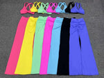 Women's Seamless Yoga Sets Brushed Fabric Flared Hip-Lifting Pants Cross Beauty Back Bra Suits Gym Workout Fitness Training Sets