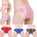 See Through Low Waist Briefs Silky Shiny Satin Panties Sexy Underwear Erotic Lingerie Women's Ultra-Thin Oily Glossy Underpants