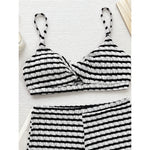 Black White Striped High Waist Bikini Female Swimsuit Women Swimwear Two-Pieces Bikini Set Shorts Bather Bathing Suit Swim V6626