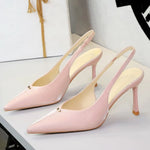 BIGTREE Shoes Sweet Metal Decoration Women Pumps Pointed High Heels silks satins heeled Sandals Women Summer Shoes Stiletto 8 cm