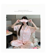 Women's padded pajamas spring and summer three-piece silk home clothes can be worn outside