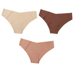 3Pcs/Set Women Seamless Low Rise Bikini Panties Ice Silk Fabric Briefs No Show Underpants Invisible Panties Sexy Lingerie XS-XL