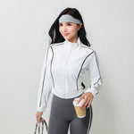 Women's Contrast Color High Elasticity Four-Way Stretch Full Zip Yoga Jacket Quick Dry Breathable Active Wear