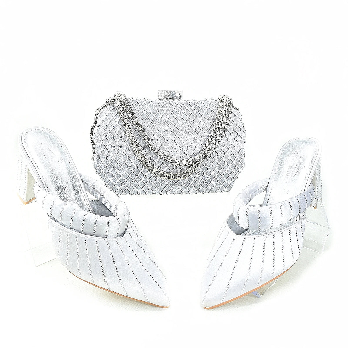2024 Newest Hot Selling Gold Color Platform Design Peep Toe Ladies Shoes Matching Bag Set For Mature Women Party PumpTR1-2