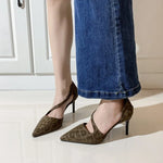 Summer High Heel Women Mules Sandals Fashion Pointed Toe Leopard Shoes Design Style Banquet Party