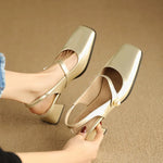 Elegant Slingback Sandals Women Summer Shoes Pink Black Silver Medium Heels Close Toe Office Party Shoes Female Large Size 45