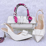 Doershow new come Matching Women Shoe and Bag Set Decorated brown Nigerian Shoes and Bag Set Italy Shoes and Bag setHFG1-16