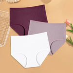 3Pcs women cotton High Waist underwear breathable Striped Panties Female Plus Size Solid Color Briefs comfortable Lingerie S-XXL