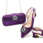 Doershow new come Matching Women Shoe and Bag Set Decorated colorful Nigerian Shoes and Bag Set Italy Shoes and Bag setHAS1-1