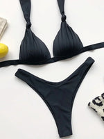 2025 Halter Bra Cup Bikini Sexy Swimsuit Female White Swimwear Women Push up Bikini set Brazilian Bathing Suit Bandeau Swim suit