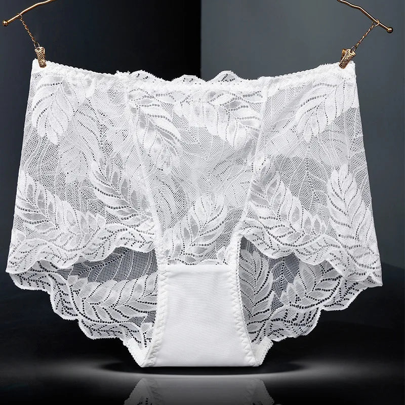 L-4XL Plus Size Women High Waist Panties Sexy Hollow Lace Flowers Embroidery Panty Lingerie Summer Breathable Butt Lifter Briefs