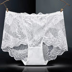 L-4XL Plus Size Women High Waist Panties Sexy Hollow Lace Flowers Embroidery Panty Lingerie Summer Breathable Butt Lifter Briefs