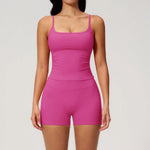 2 Piece Shaved Yoga Sets Women Hip Lifting Shorts Fitness Suit Outdoor Leisure Running Slimming Sports Vest Workout Tracksuit