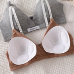 Women Cotton Bra And Panties Set Low Rise Briefs Panties Non-Wire Vneck Bras Sexy Lingerie Push Up Brassiere Female Underwear