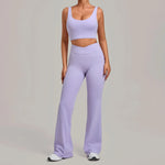 Women's Seamless Yoga Sets Sports Fitness Hip-lifting High Waist Flared Pants Backless Bra Suits Training WorkoutLeggings Sets