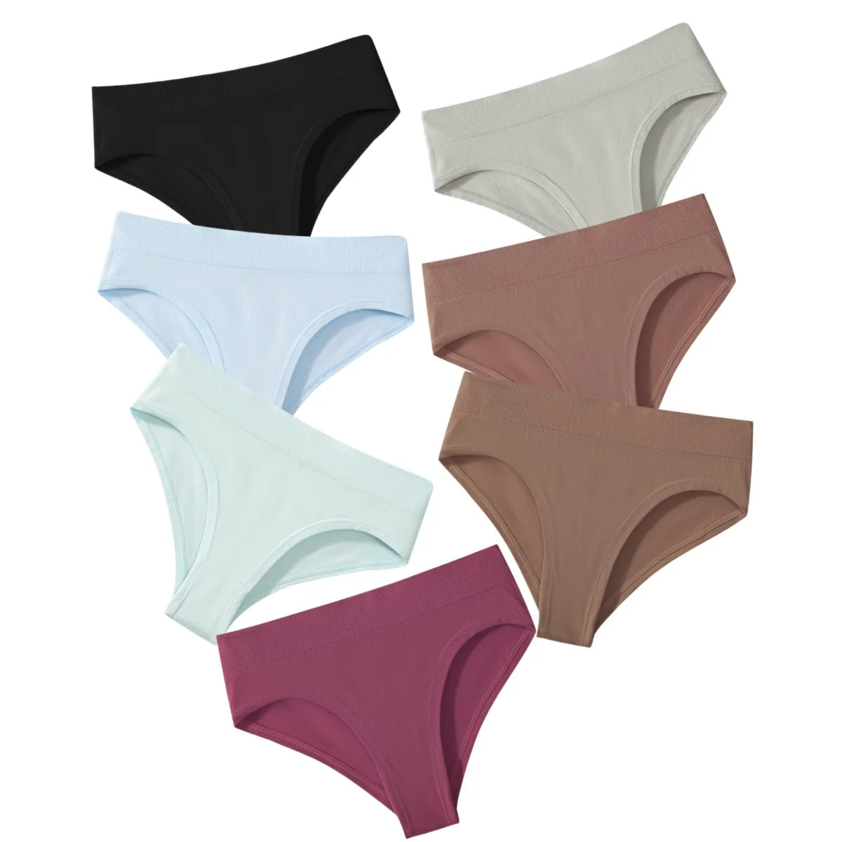 7Pcs/Set Panties Women Seamless Underwear High Rise Briefs Female Underpants Solid Color S-XXXL Sexy Lingerie Comfort Intimates