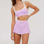 2 Pieces Women's Nude Yoga Set Bra Skirt Tracksuit Running Fitness Sports Set Slim Fit High Waist Beautiful Back Suit