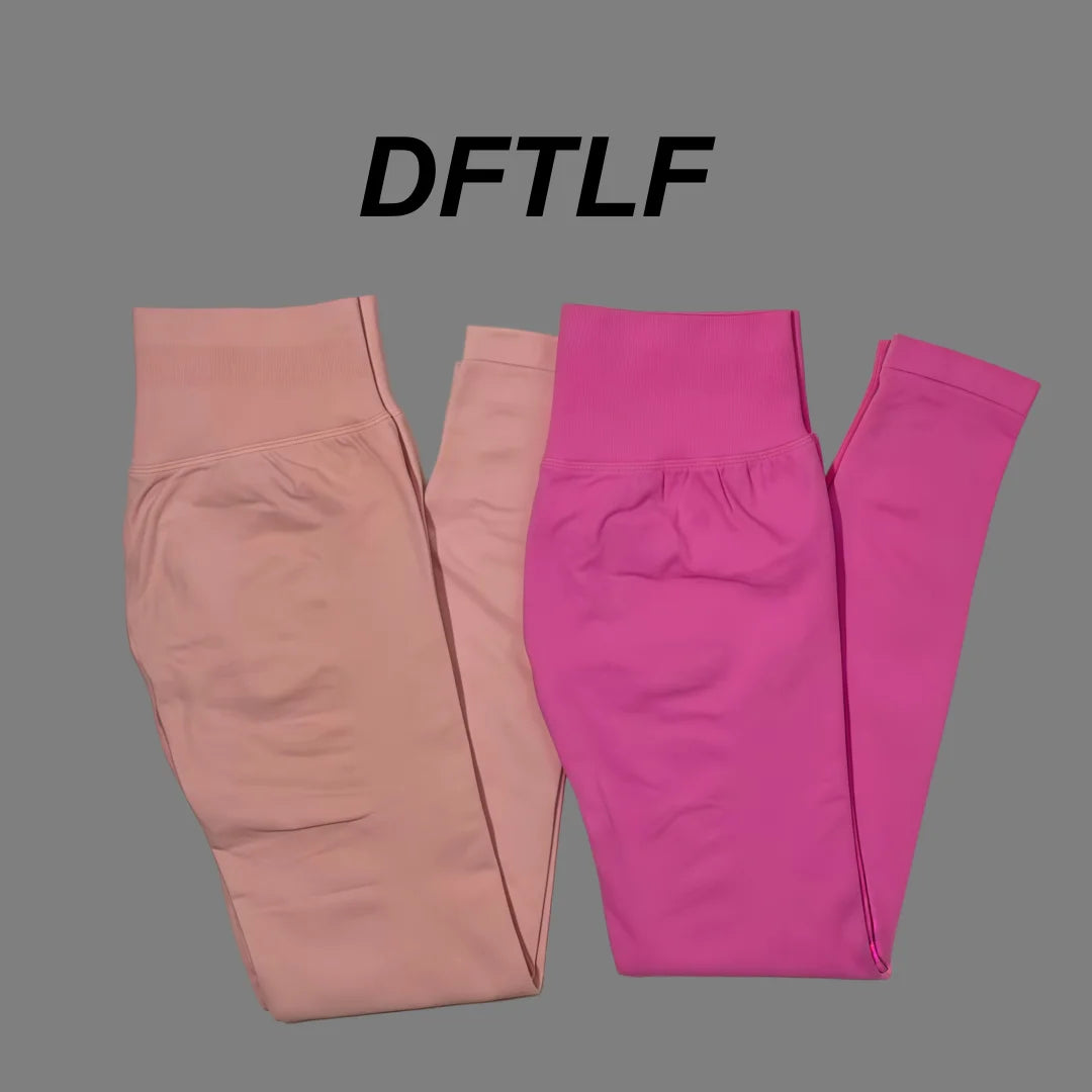 DFTLF Sports Yoga Pants Women High Waist Scrunch Butt Lifting Tummy Control Seamless Stretchy Soft Workout Leggings