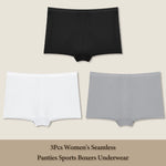 3Pcs Women's Seamless Sports Boxer Underwear Female Solid Color Panties Comfortable Briefs Cozy Lingerie Intimate Underpant S-XL