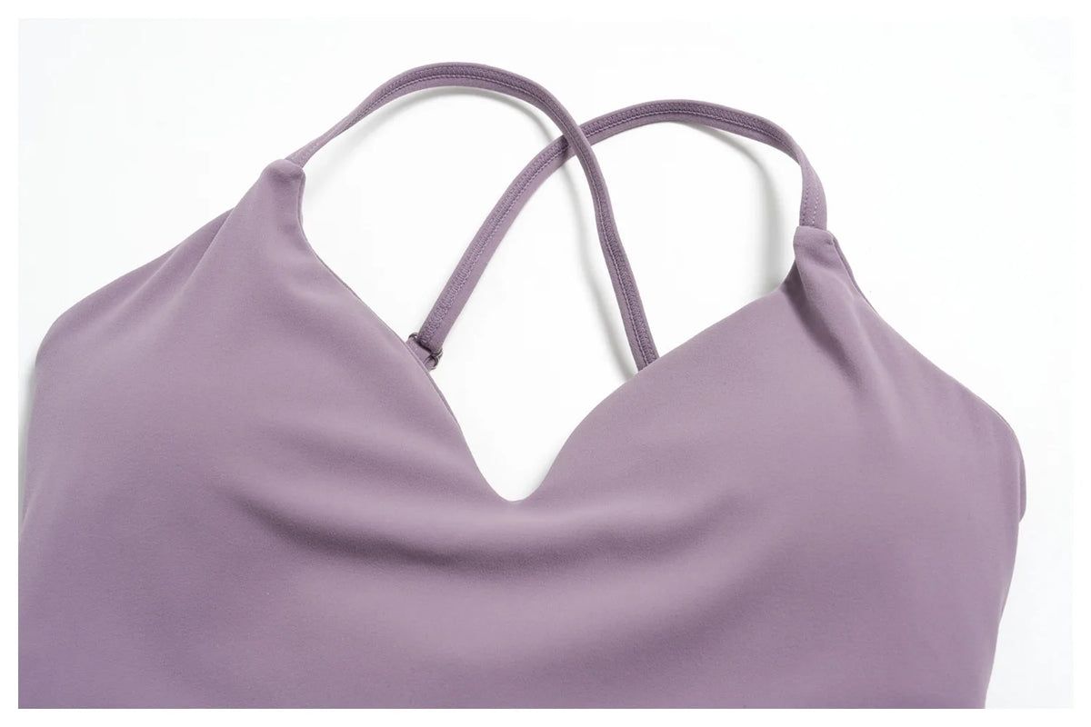 New Yoga Sets Women V Neck Back Criss Cross Sports Tank Top High Waist Butt Lift Shorts Fitness Suit Gym Running Workout Clothes