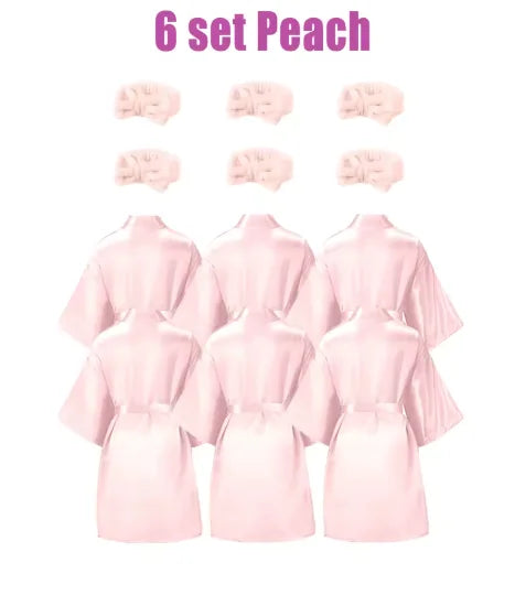 6-18Set Spa Party Robes for Girls Spa Gowns for Girls Spa Supplies Kimono Satin Robe Sleepover Pajamas Party Birthday Slumber