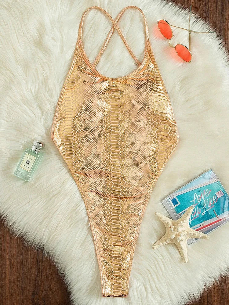 Sexy Ribbed Cross Backless Women Monokini Micro String Thong Swimwear One Piece Swimsuit Female High Cut Bathing Suit Swim Lady